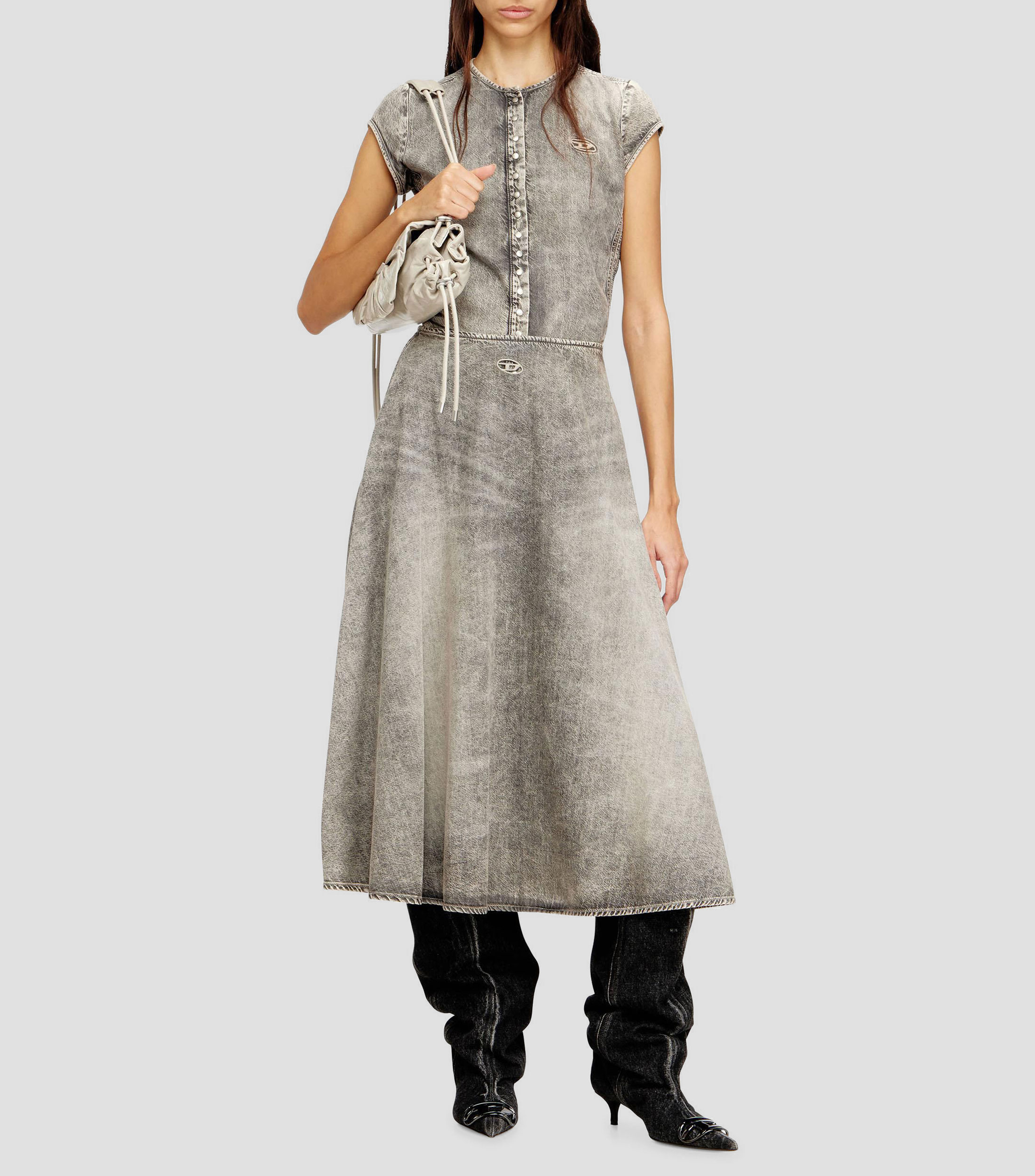 Camisa jaspeada de mezclilla sin mangas Mujer